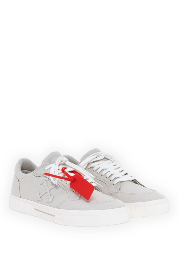 Off-White низькі кросівки vulcanized зі шкіри світло-сірого кольору 193723 - фото 3