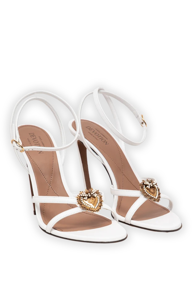 Dolce & Gabbana босоніжки devotion із телячої шкіри білого кольору 193741 - фото 3