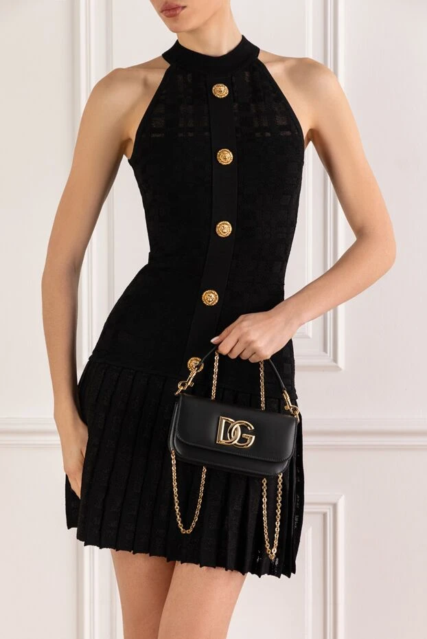 Dolce & Gabbana сумка-месенджер 3.5 із золотистою фурнітурою та логотипом dg 193745 - фото 2