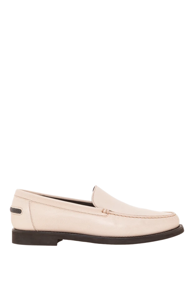 Brunello Cucinelli cream leather loafers with a round toe and a thin dark sole 193749 - photo 1