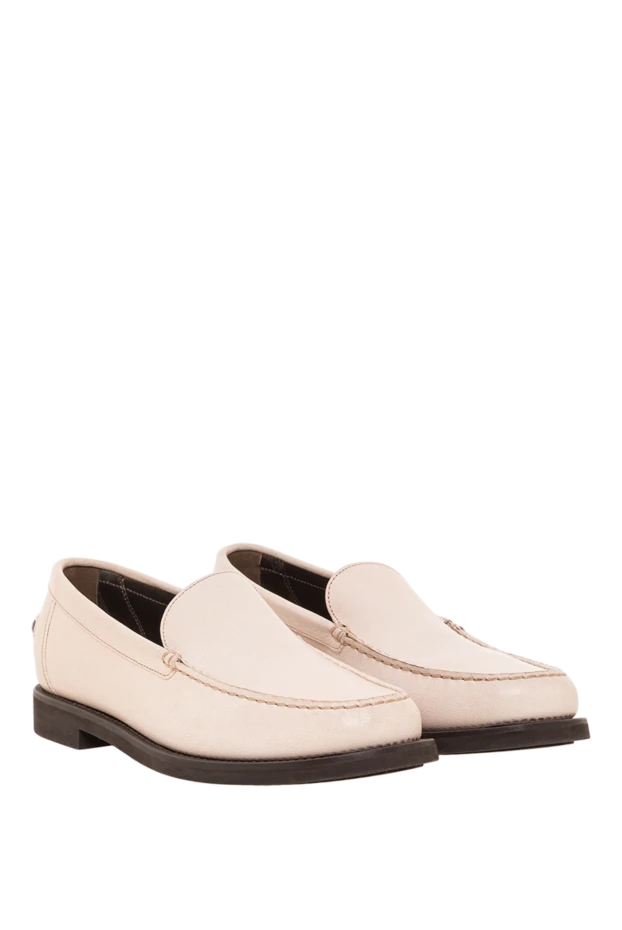 Brunello Cucinelli cream leather loafers with a round toe and a thin dark sole 193749 - photo 2