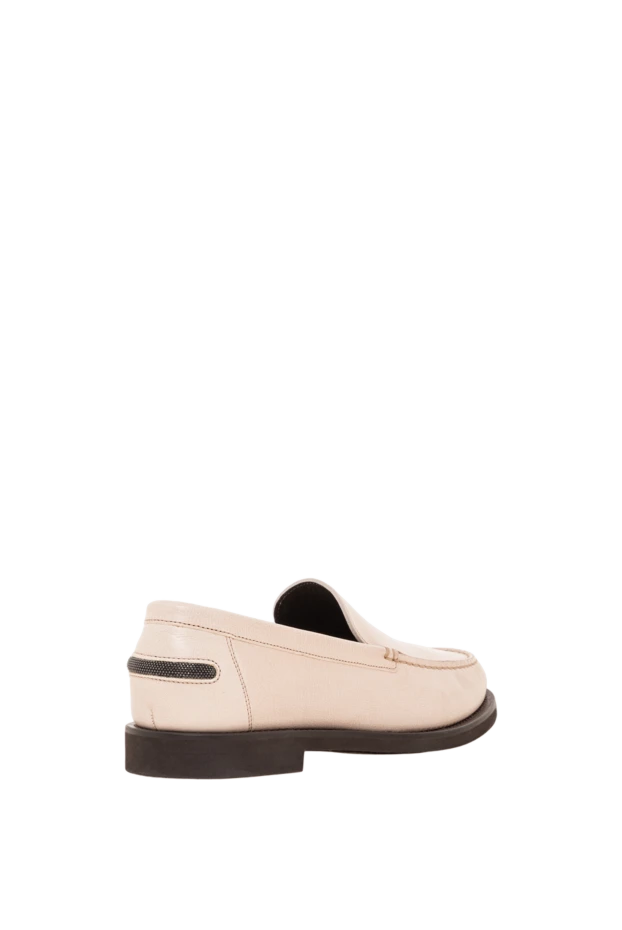 Brunello Cucinelli cream leather loafers with a round toe and a thin dark sole 193749 - photo 3