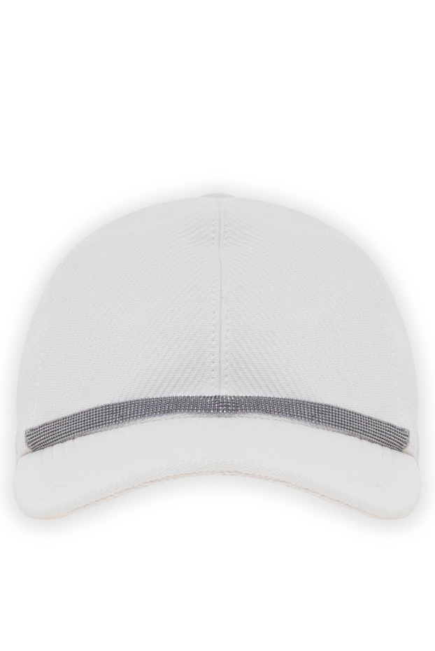 Brunello Cucinelli white baseball cap with silver trim made from a cotton and linen blend 193753 - photo 1
