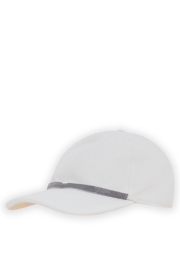 Brunello Cucinelli white baseball cap with silver trim made from a cotton and linen blend 193753 - photo 2