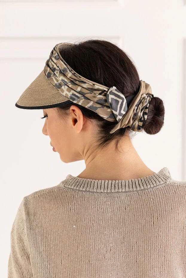 Brunello Cucinelli women's beige sun visor with contrasting dark piping 193755 - photo 2