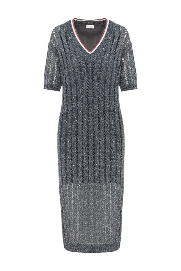 Brunello Cucinelli gray open knit linen dress with sequins 193763 - photo 1