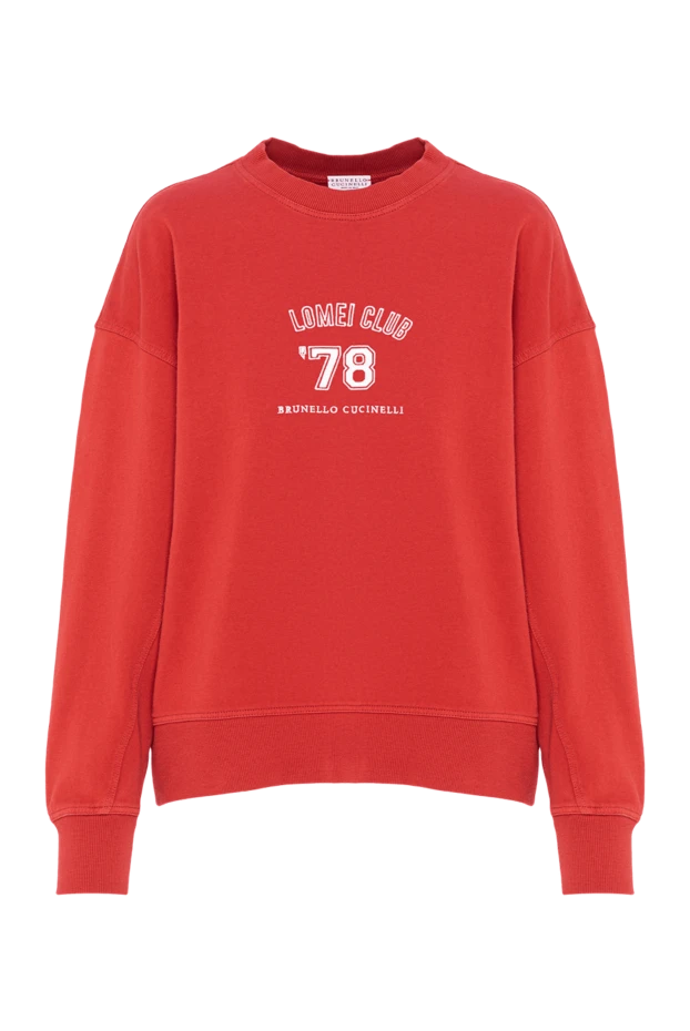 Brunello Cucinelli women's red sweatshirt in a sporty style with vintage elements 193768 - photo 1