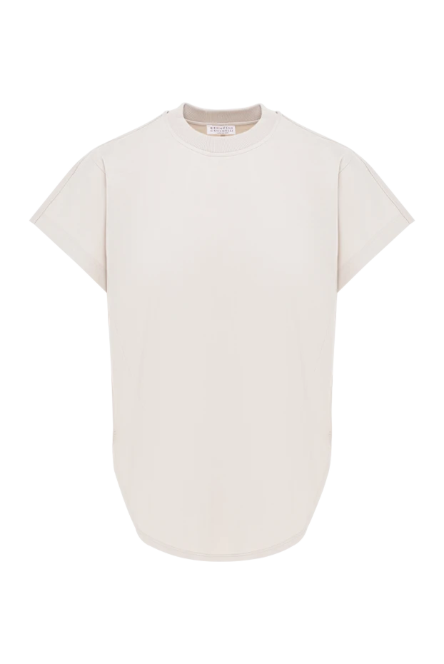 Brunello Cucinelli beige cotton t-shirt with monili chain 193770 - photo 1