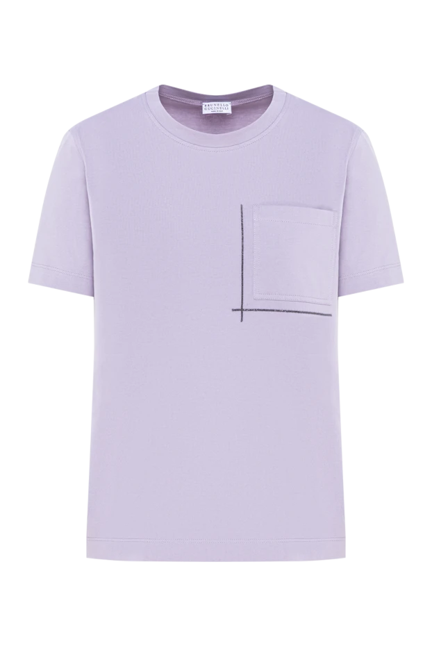 Women's T-shirt in a delicate lavender color with a chest pocket - photo 1