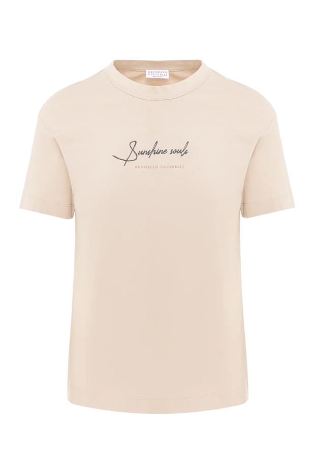 Brunello Cucinelli sunshine souls women's t-shirt in a soft cream shade made of cotton (markdown) 197953 - photo 1