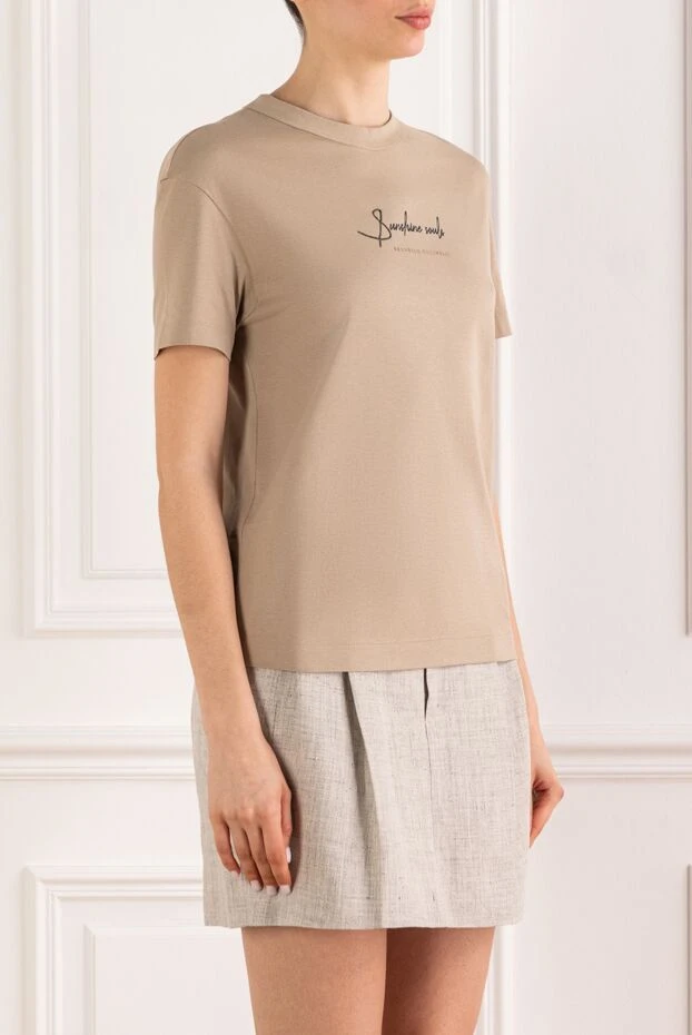 Brunello Cucinelli sunshine souls women's t-shirt in a soft cream shade made of cotton (markdown) 197953 - photo 3