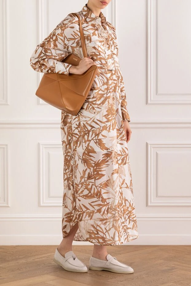 Brunello Cucinelli herbarium beige silk maxi shirt dress 193789 - photo 2