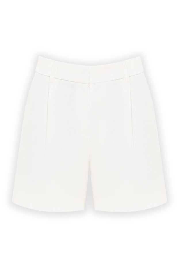 Brunello Cucinelli women's white cotton and silk shorts with front pleats 193796 - photo 1
