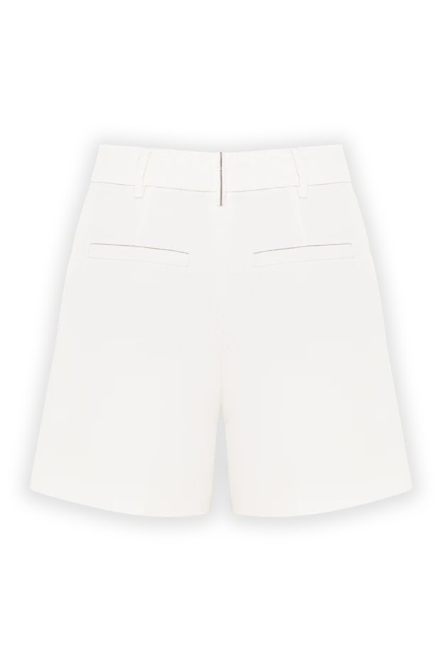 Brunello Cucinelli women's white cotton and silk shorts with front pleats 193796 - photo 2