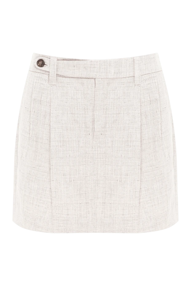 Linen mini skirt in a natural beige shade with a distinct texture - photo 1