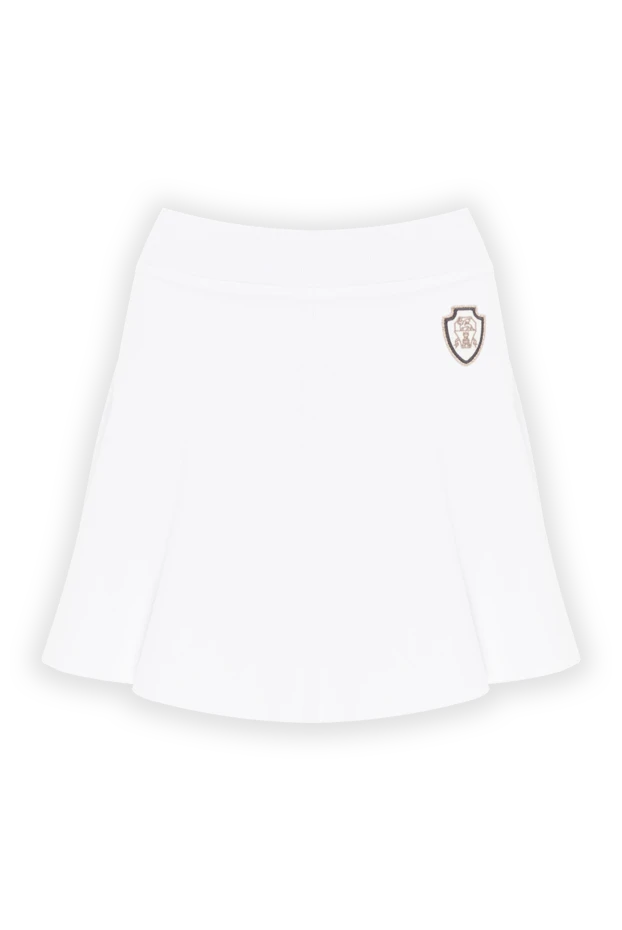 White cotton mini skirt with logo patch - photo 1