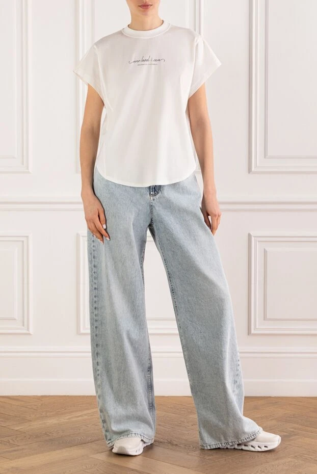Brunello Cucinelli women's light blue wide-leg jeans 193802 - photo 2