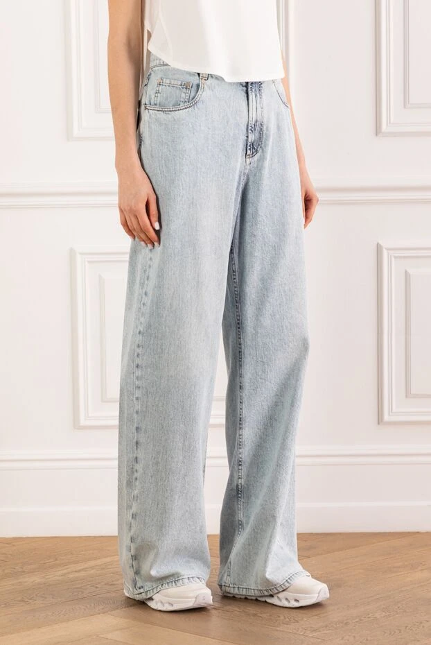 Brunello Cucinelli women's light blue wide-leg jeans 193802 - photo 3