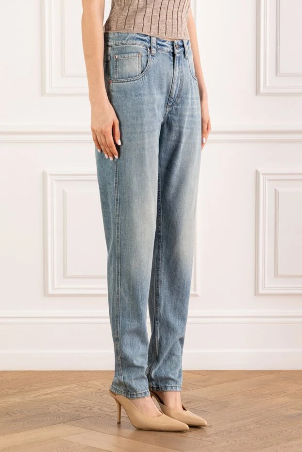 Brunello Cucinelli women's blue high-waist straight-leg jeans 193803 - photo 3