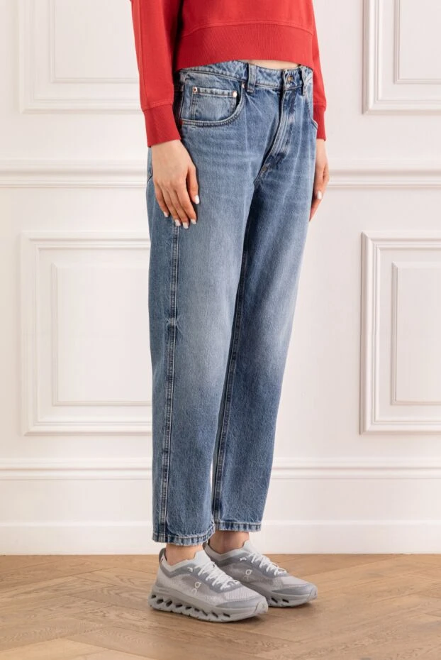 Brunello Cucinelli women's blue straight-leg jeans with a distressed effect 193804 - photo 3