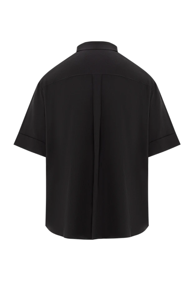 Black short-sleeved blouse with Monili embellishment on the collar - photo 2