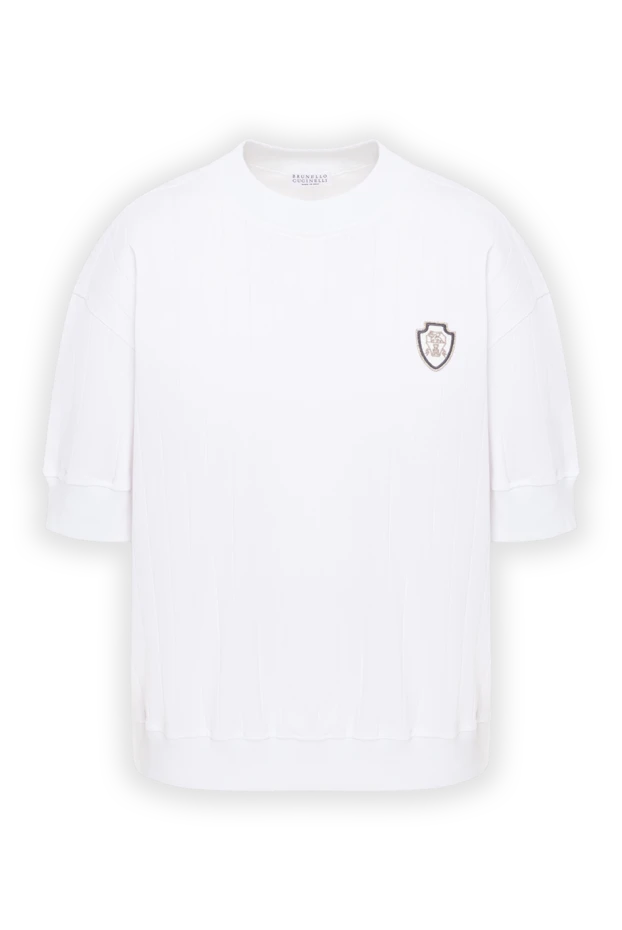 Brunello Cucinelli women's white loose-fitting round neck t-shirt 193811 - photo 1