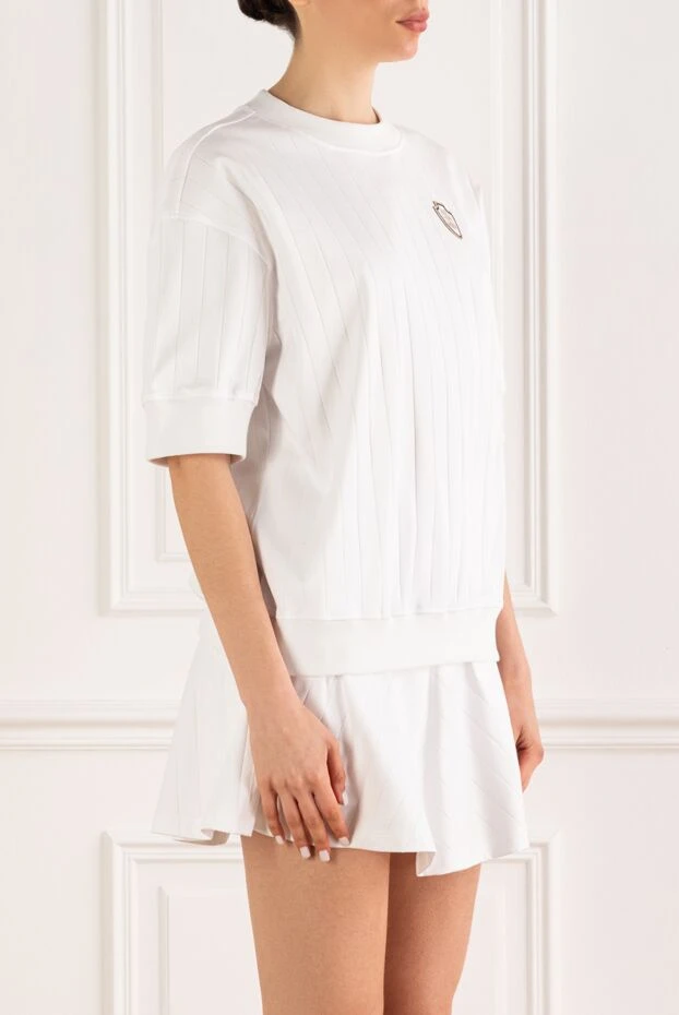 Brunello Cucinelli women's white loose-fitting round neck t-shirt 193811 - photo 3