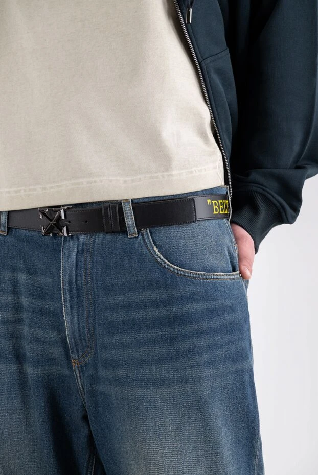 Off-White чорний чоловічий ремінь arrow belt  quote з характерною пряжкою у вигляді стріли 193824 - фото 2