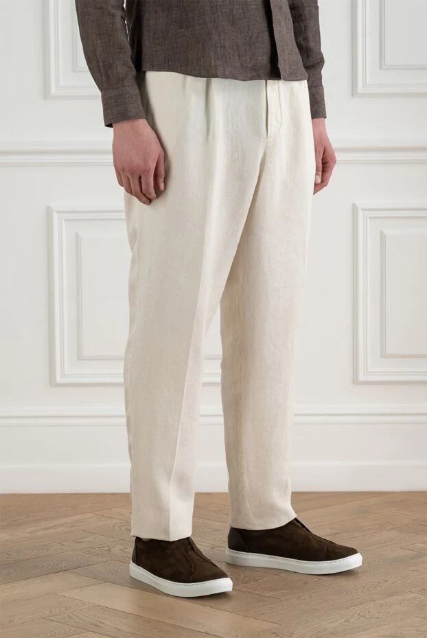 Brunello Cucinelli white knit joggers with gold hardware 193827 - photo 3