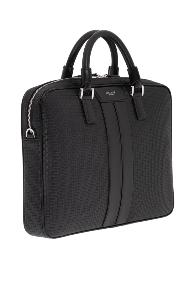 Serapian slim black stepan briefcase with calfskin inserts 193892 - photo 3