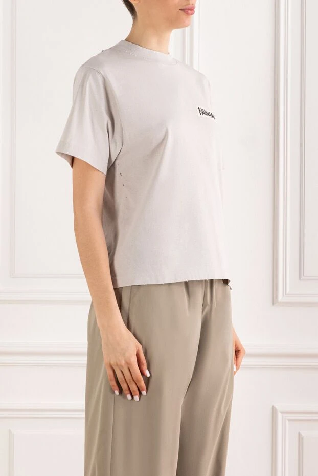 Balenciaga white women's oversized cotton t-shirt 193894 - photo 3