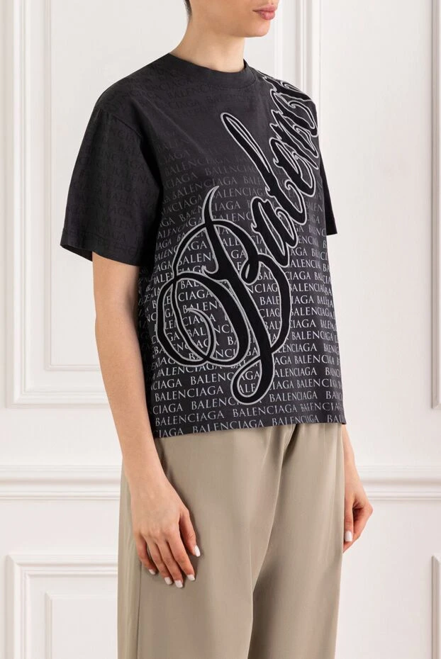 Balenciaga a striking t-shirt in washed black with a distinctive logo 193897 - photo 3