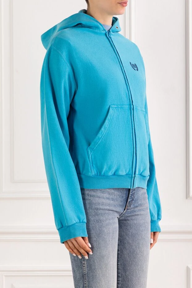 Balenciaga light blue loose-fitting hoodie with a hood and zip fastening 193899 - photo 3