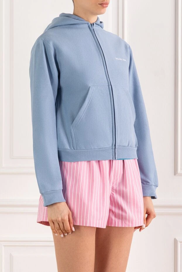 Balenciaga light blue zip-up hoodie with the brand logo on the back 193900 - photo 3