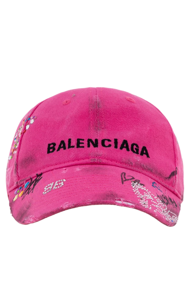 Balenciaga pink upcycled cap with embroidered logo and distressed effect 193904 - photo 1