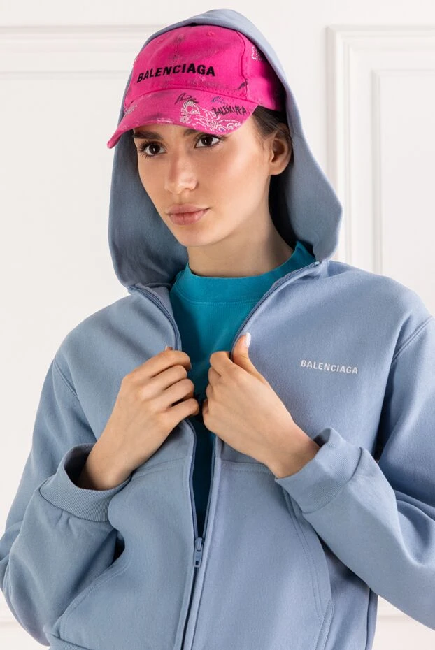 Balenciaga pink upcycled cap with embroidered logo and distressed effect 193904 - photo 2