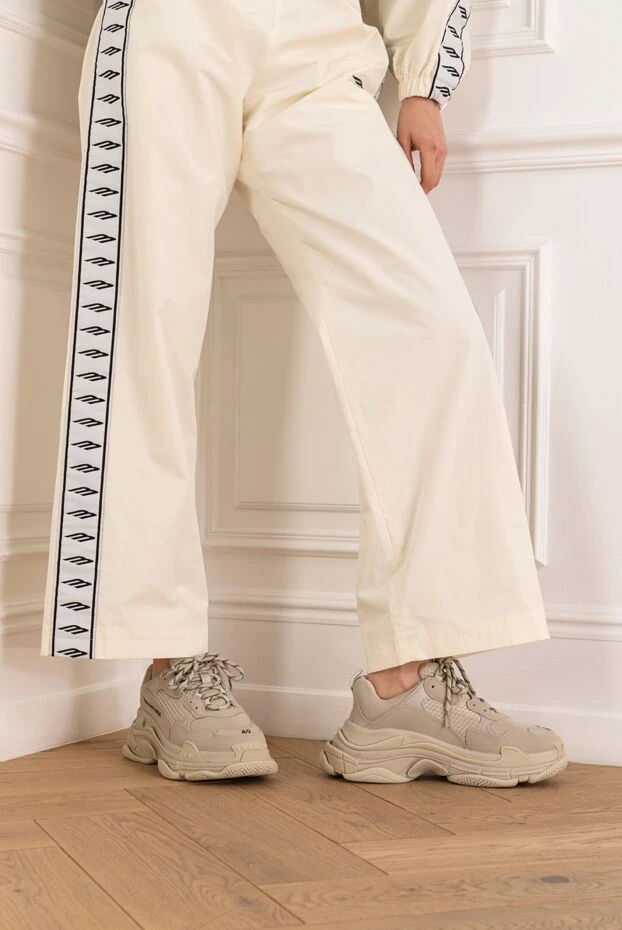 Balenciaga women's triple s glitter spray sneakers in beige 193913 - photo 2
