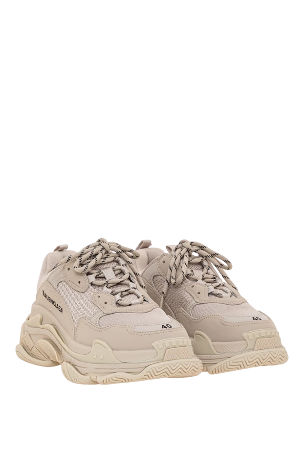 Balenciaga women's triple s glitter spray sneakers in beige 193913 - photo 3