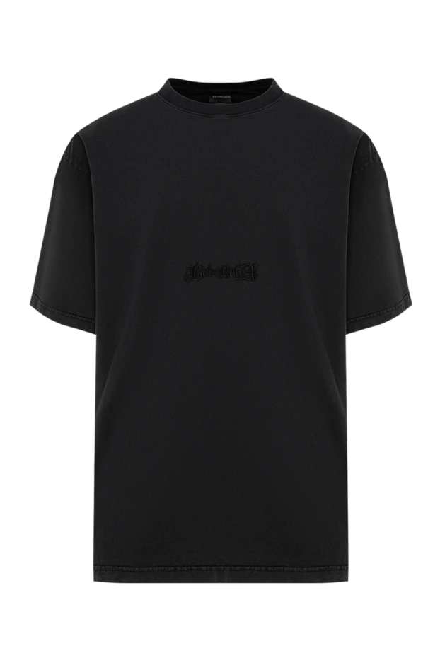 Balenciaga черная мужская оверсайз-футболка с вышивкой логотипа в тон 193925 - фото 1