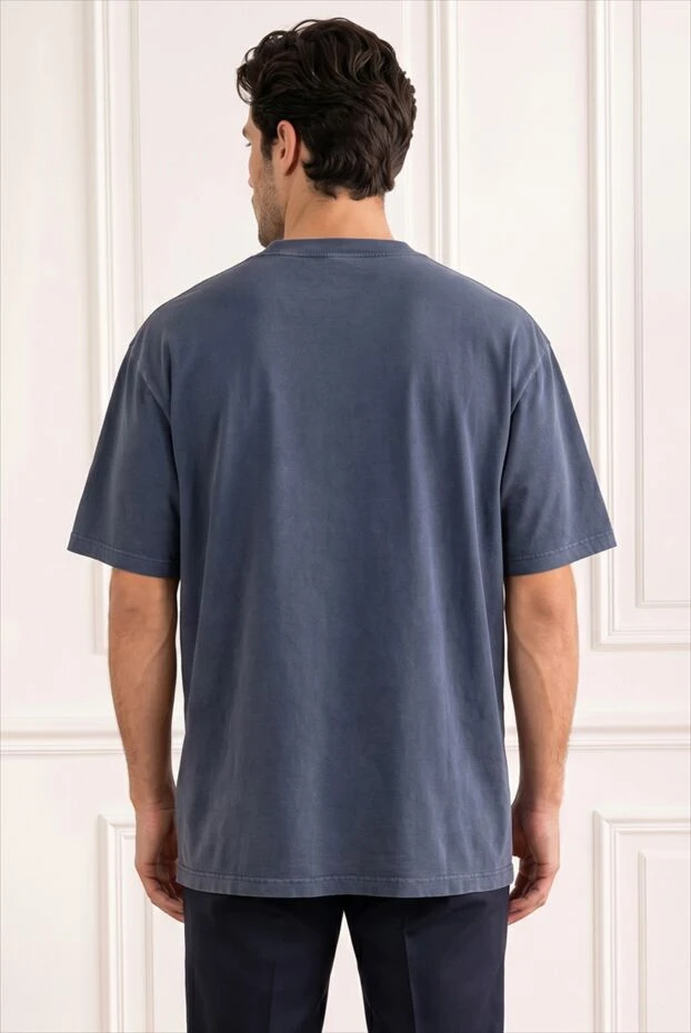 Balenciaga blue men's oversized t-shirt with tonal logo embroidery 193926 - photo 1