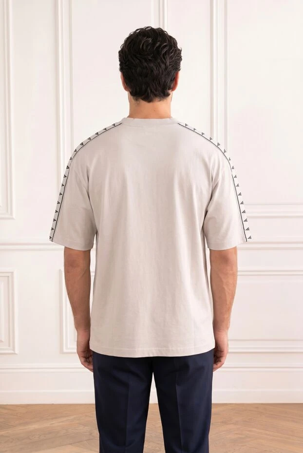 Balenciaga light grey men's oversized t-shirt with branded stripes on the shoulders 193930 - photo 1