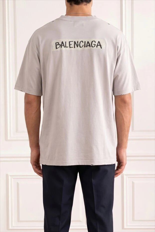Balenciaga light grey men's oversized t-shirt with a distressed effect 193931 - photo 1