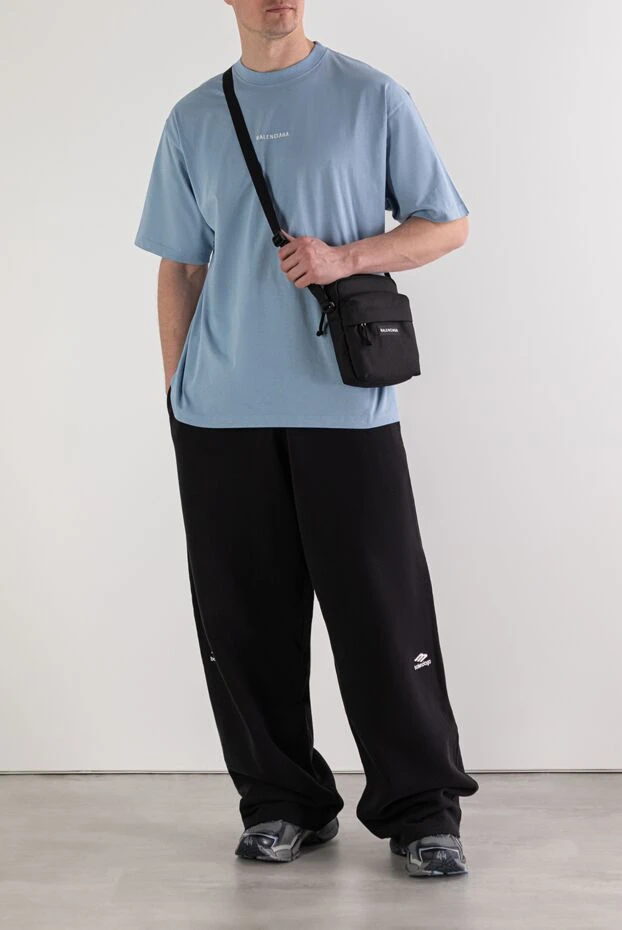 Мужская светло-голубая футболка Back Medium Fit из хлопка - фото 1