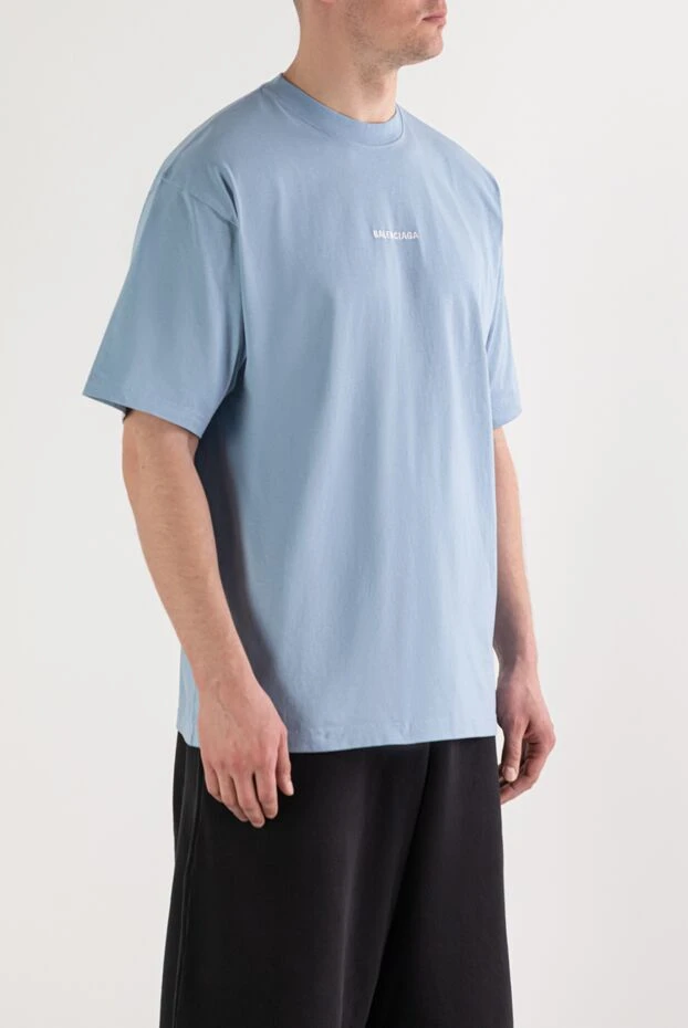 Мужская светло-голубая футболка Back Medium Fit из хлопка - фото 2