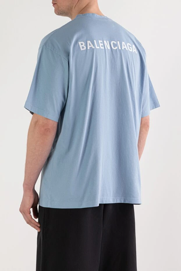 Balenciaga чоловіча блакитна футболка back medium fit з бавовни 193935 - фото 3