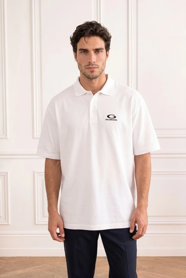 Balenciaga men's white loose-fit polo shirt with logo 193938 - photo 2