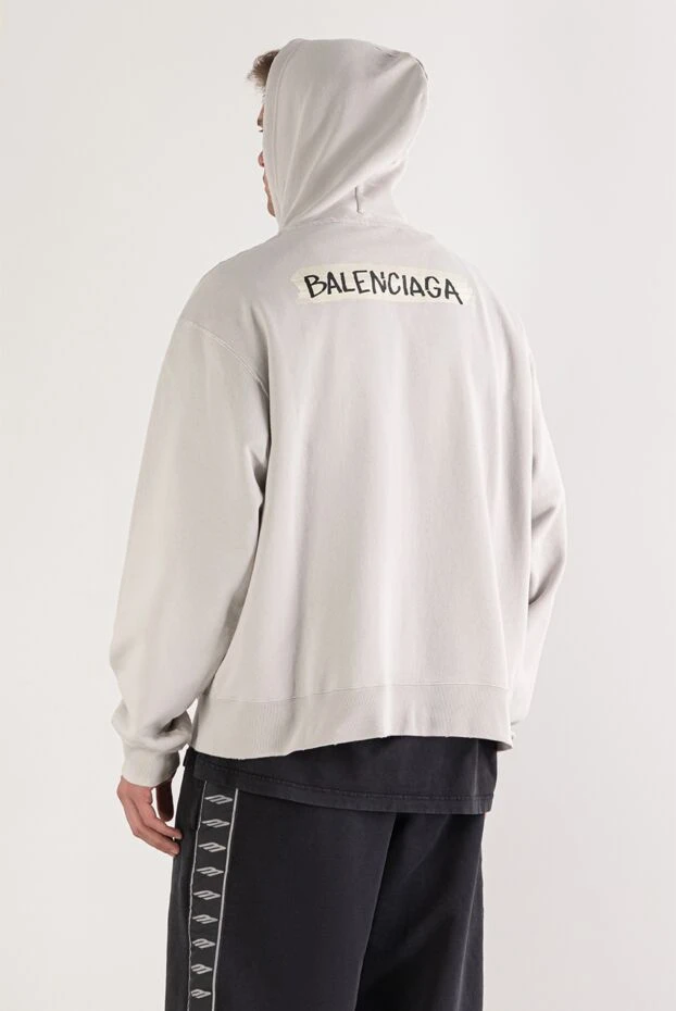 Balenciaga сіре зип-худі оверсайз у вінтажному відтінку dirty white 193939 - фото 3