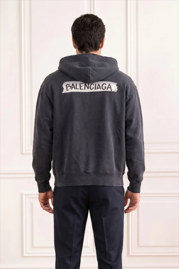 Balenciaga black oversized zip-up hoodie in vintage dirty white 193940 - photo 1