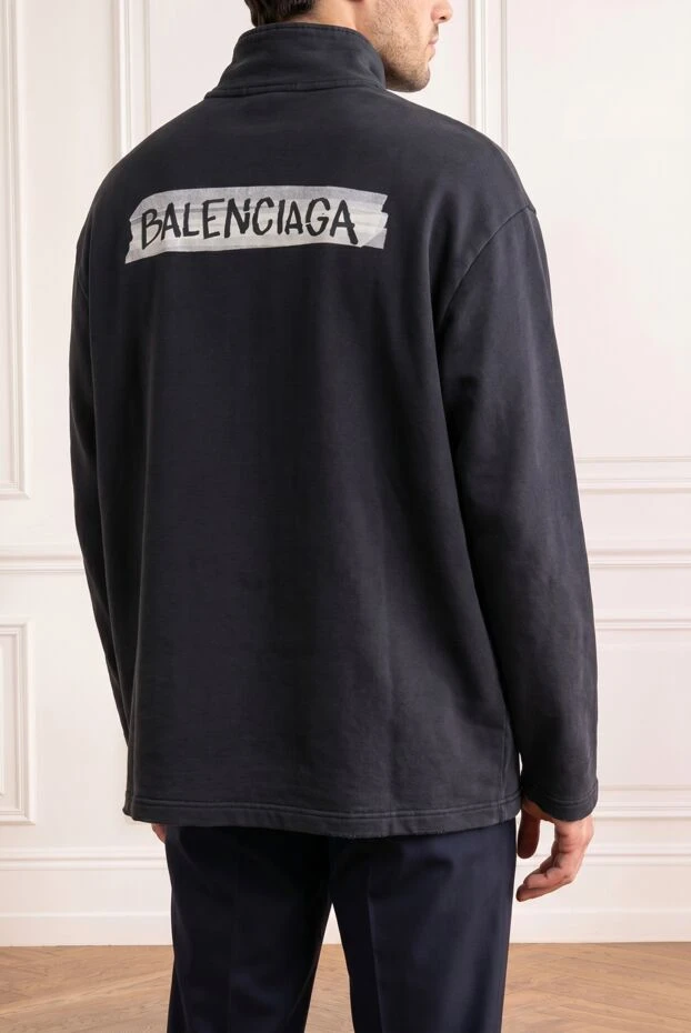 Balenciaga троєр чорний з високим коміром-стійкою на короткій блискавці 193942 - фото 2