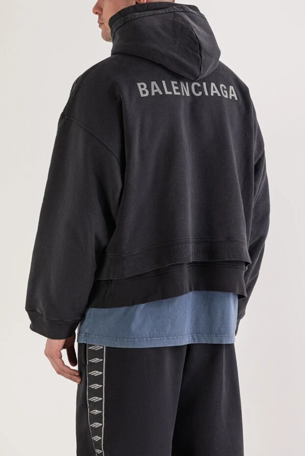 Balenciaga чорна спортивна кофта на блискавці з капюшоном з логотипом бренду 193943 - фото 3